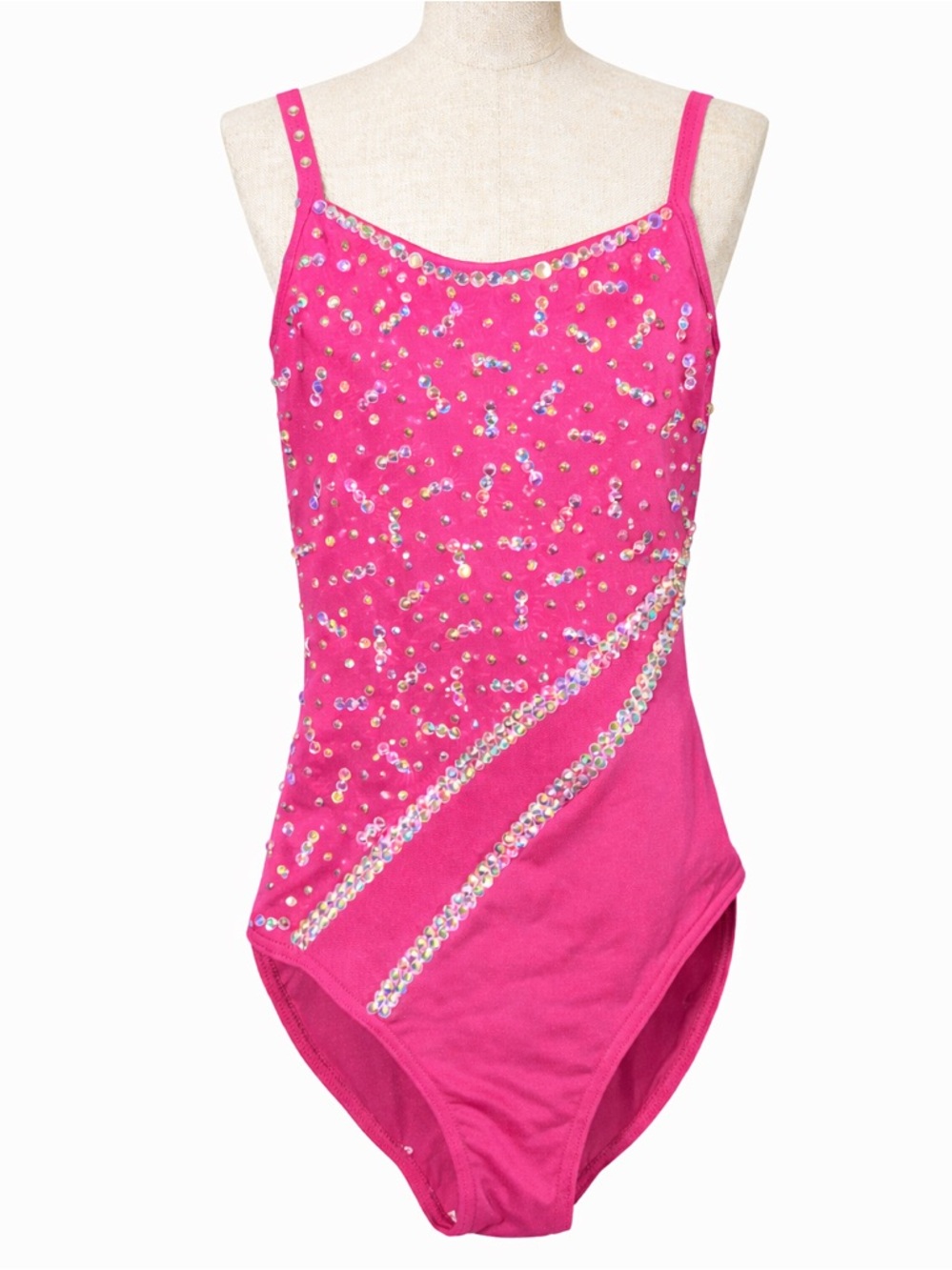 Hot Pink Crystal-Embellished Dance Leotard size Medium Girls
